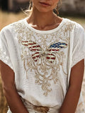 American Flag Butterfly T-Shirt 4th Of July Merch Unique Patriotic Gifts For Women - Merchluma