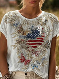 American Flag Butterfly T-Shirt 4th Of July Merch Women Gift Ideas - Merchluma