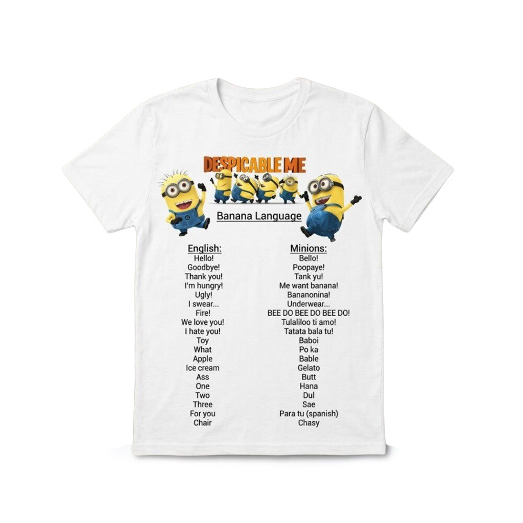 Despicable Me Minions Banana Language Funny Graphic T-Shirt 2026 Birthday Gift For Son - Merchluma