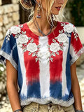 USA United States Of America T-Shirt 1776-2026 American Floral Merch Patriotic Gifts For Her - Merchluma