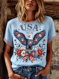 Independence Day Floral Butterfly T-Shirt Floral Eagle Apparel Best Gifts For Her - Merchluma