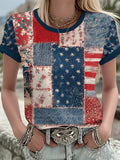 USA United States Of America T-Shirt 1776-2026 American Flag Floral Merch Gift Idea For Her - Merchluma