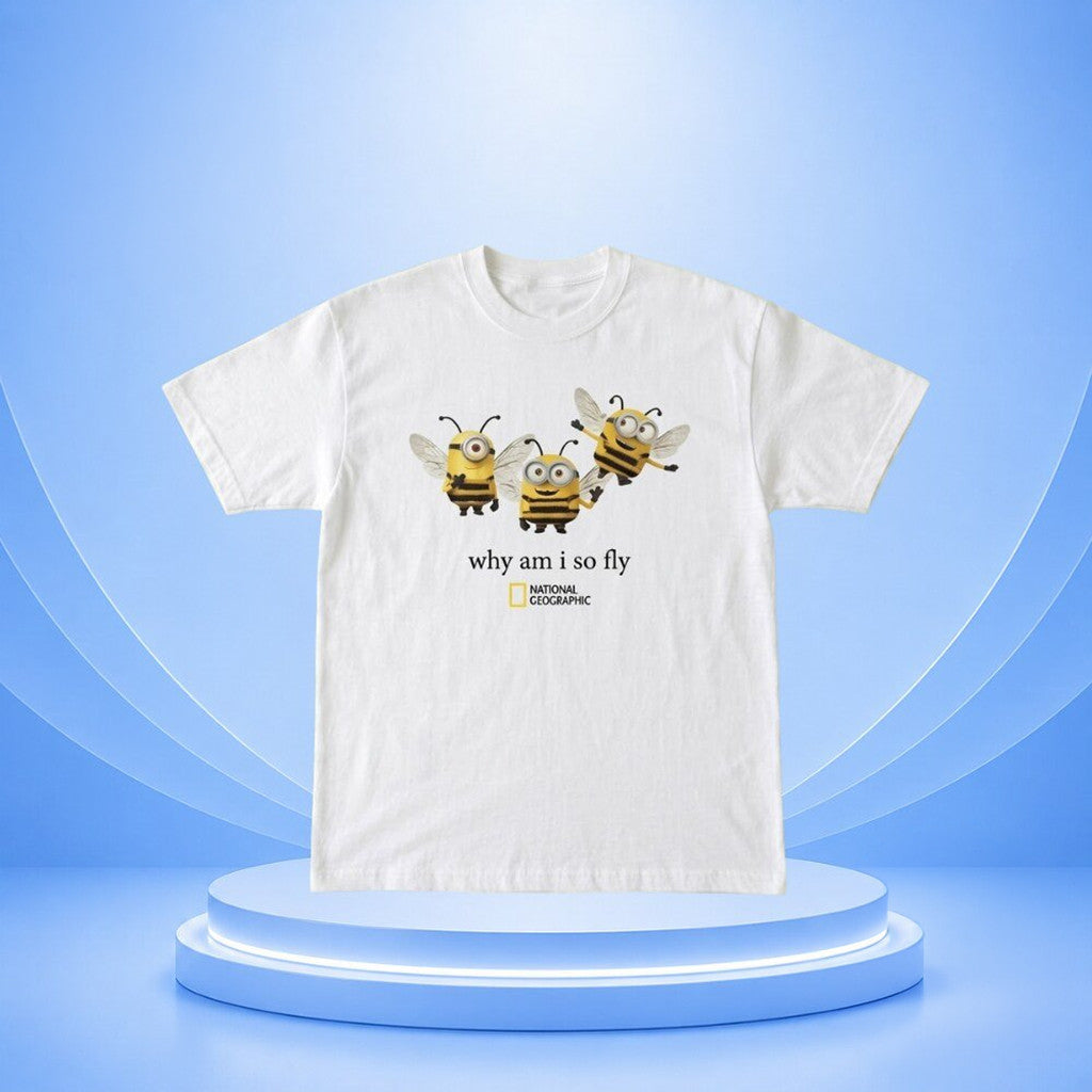 Why Am I So Fly Minion Bee Parody Graphic T-Shirt 2026 Funny Shirt Gift For Friends - Merchluma