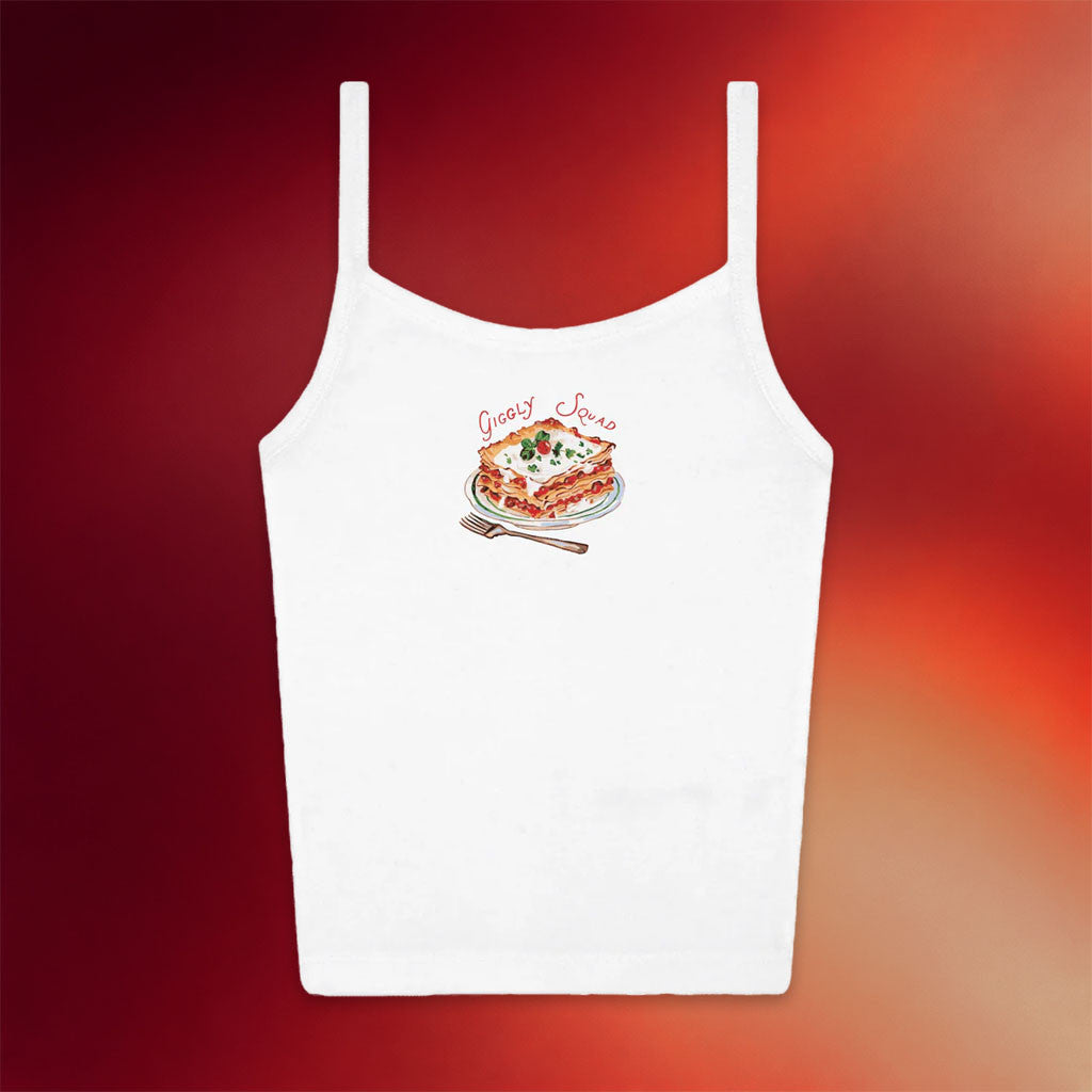 Giggly Squad Merch 2026 Lasagna Tank Top White Unique Gifts For Girlfriend - Merchluma