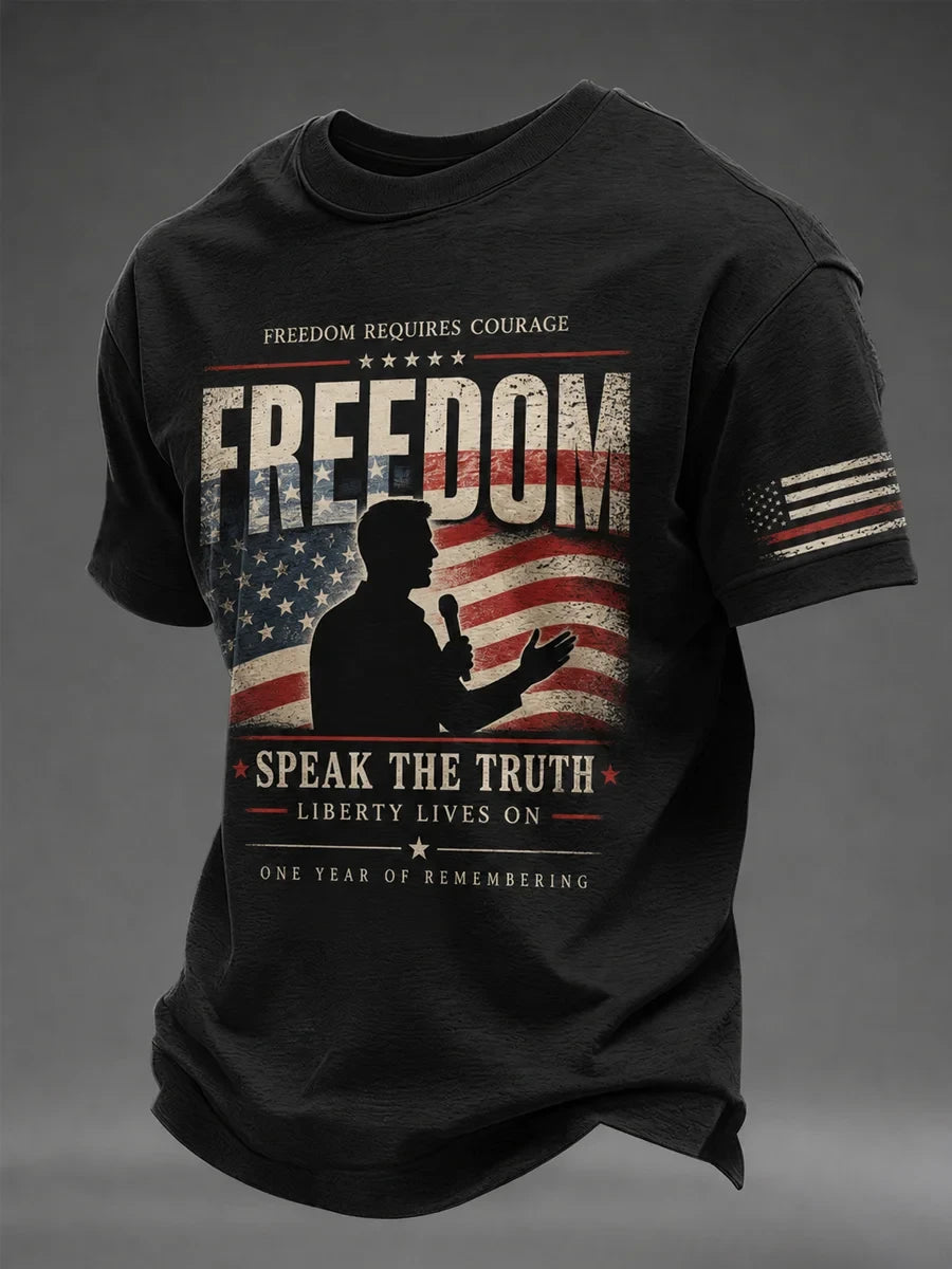 Freedom Requires Courage T-Shirt Speak The Truth Merch Proud United States Gift Idea - Merchluma