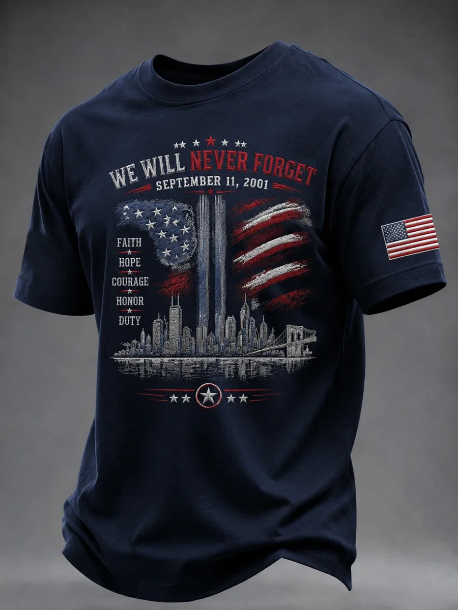 911 We Will Never Forget T-Shirt 343 Fireman Never Forget Merch Patriot Day Apparel - Merchluma
