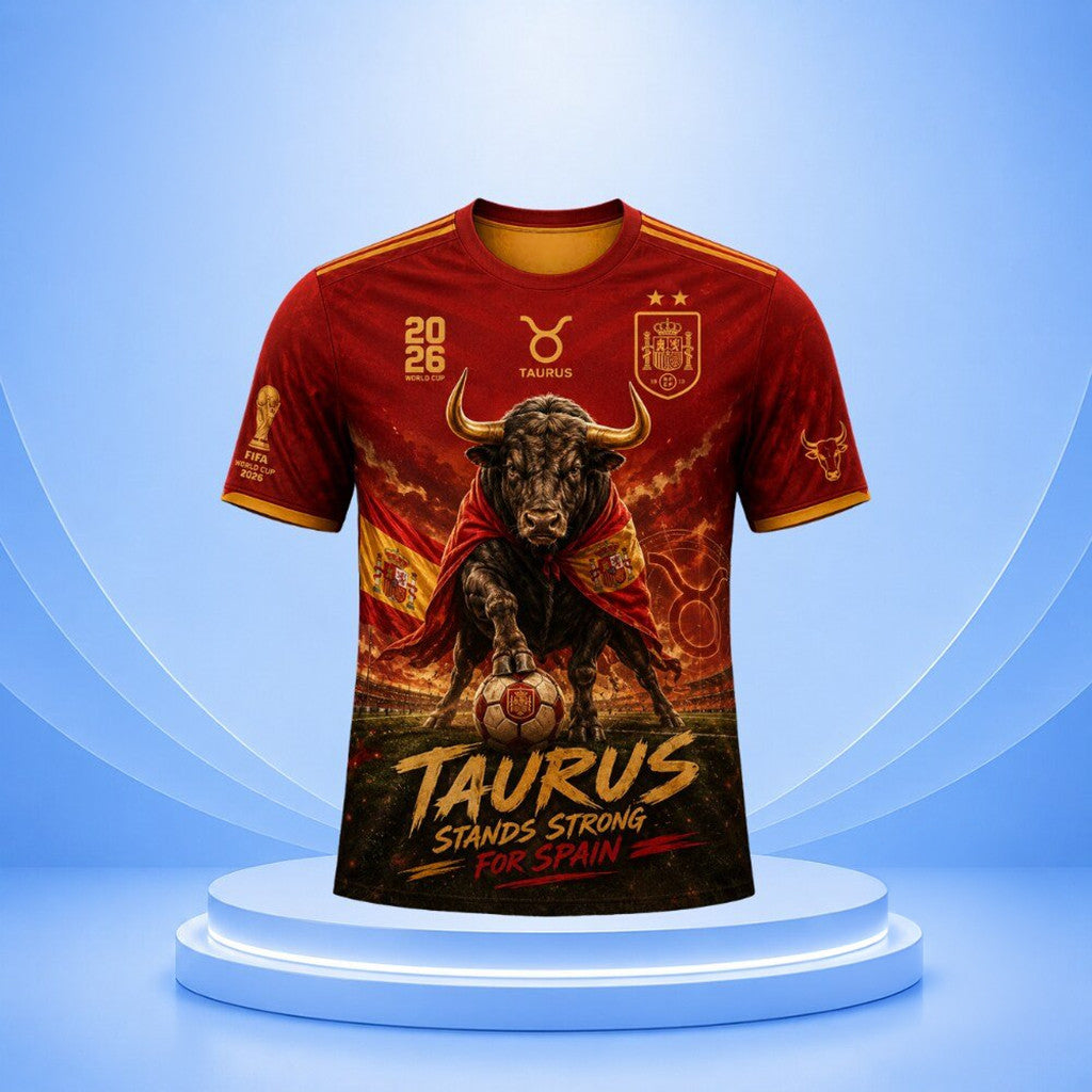Spain X Zodiac FIFA WC 2026 Merch Taurus Stands Strong For Spain Soccer Shirt Gifts For Fans - Merchluma