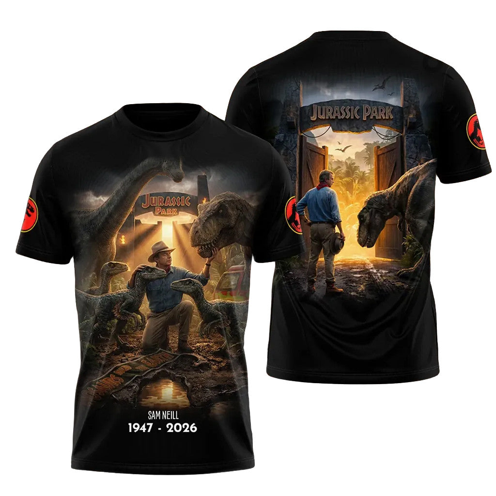 Sam Neill Jurassic Park Commemorative T-Shirt Thank You For The Memories Sam Neill Merch - Merchluma