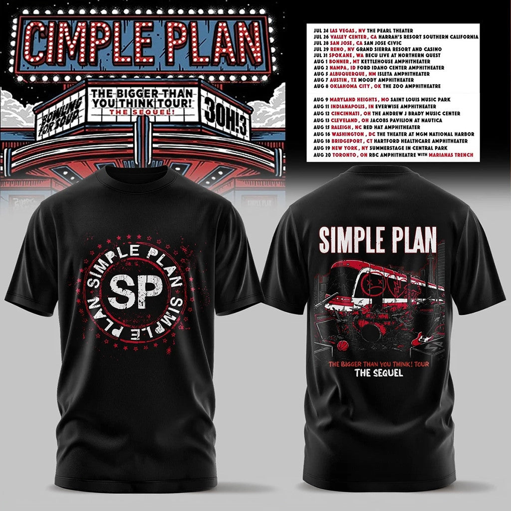 Simple Plan The Bigger Than You Think Tour Car Shirt Black Simple Plan Merch Gifts For Son - Merchluma