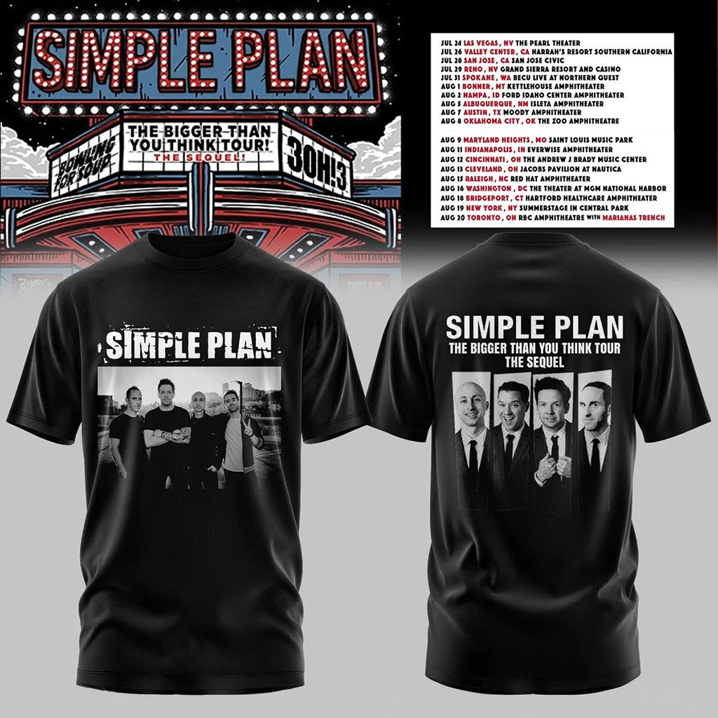 Simple Plan The Bigger Than You Think Tour Shirt Black Simple Plan Merch Gifts For Brother - Merchluma