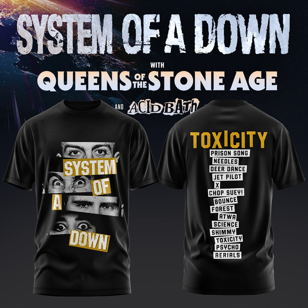 SOAD System Of A Down UK And Europe Tour 2026 T-Shirt Black Toxicity System Of A Down Merch - Merchluma