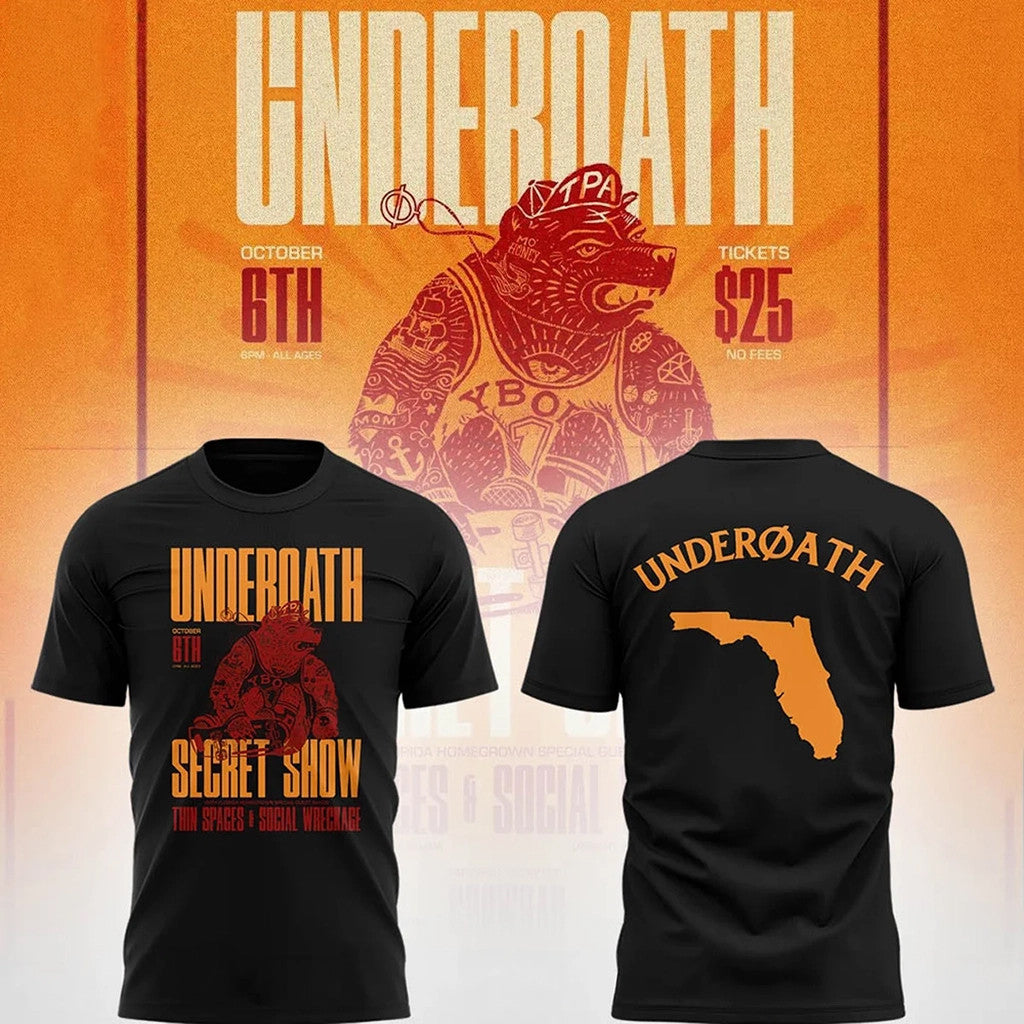 Underoath Merch 2026 Underoath Tour 2026 X Tampa T-Shirt Underoath Secret Show Merch Fan Gifts - Merchluma