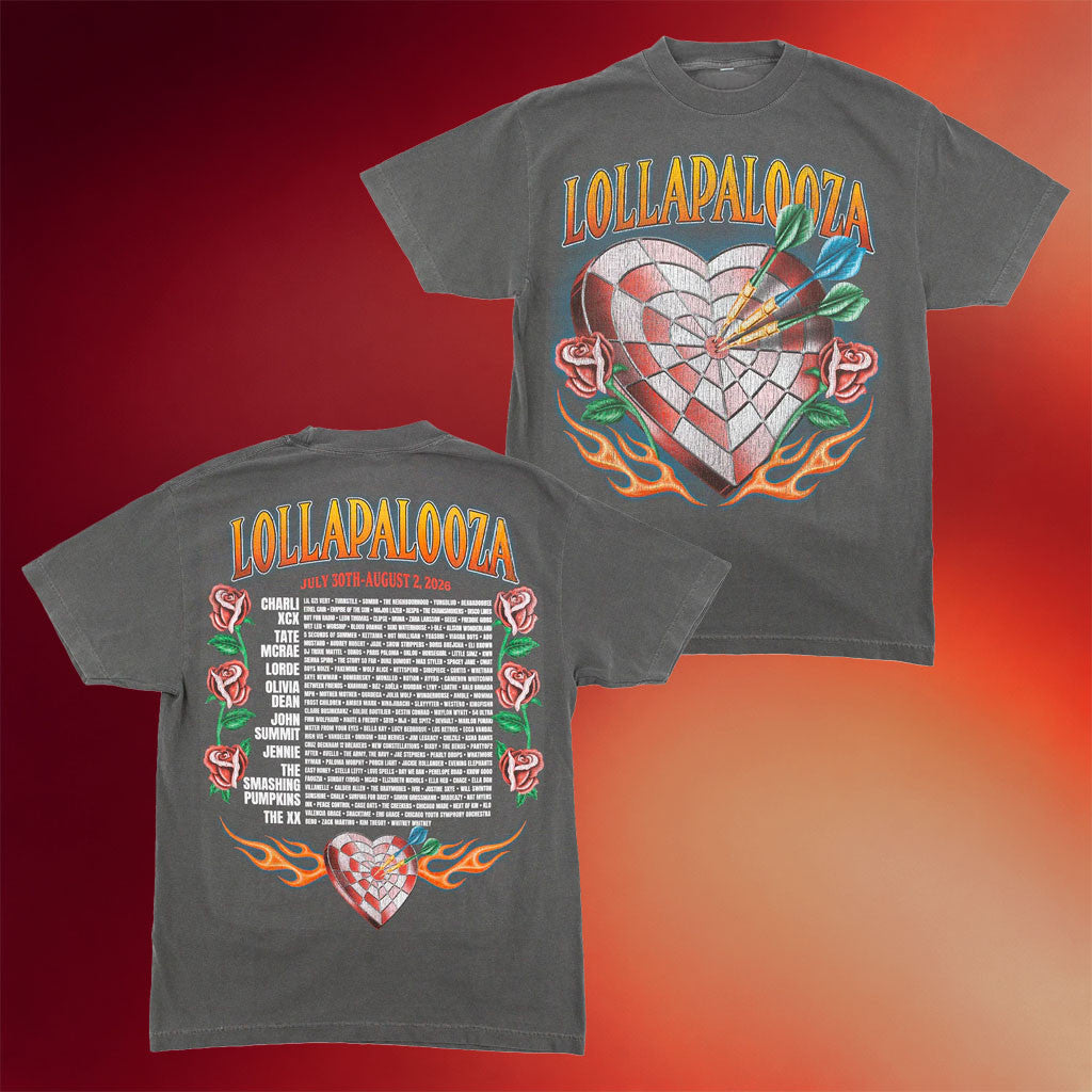 Lollapalooza Merch Lollapalooza Lineup 2026 Dartboard T-Shirt Music Concert Outfits For Fans - Merchluma