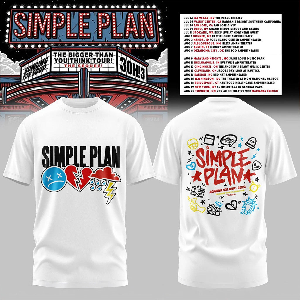 Simple Plan Merch The Bigger Than You Think Tour The Sequel Shirt Gifts For Rock Fans - Merchluma