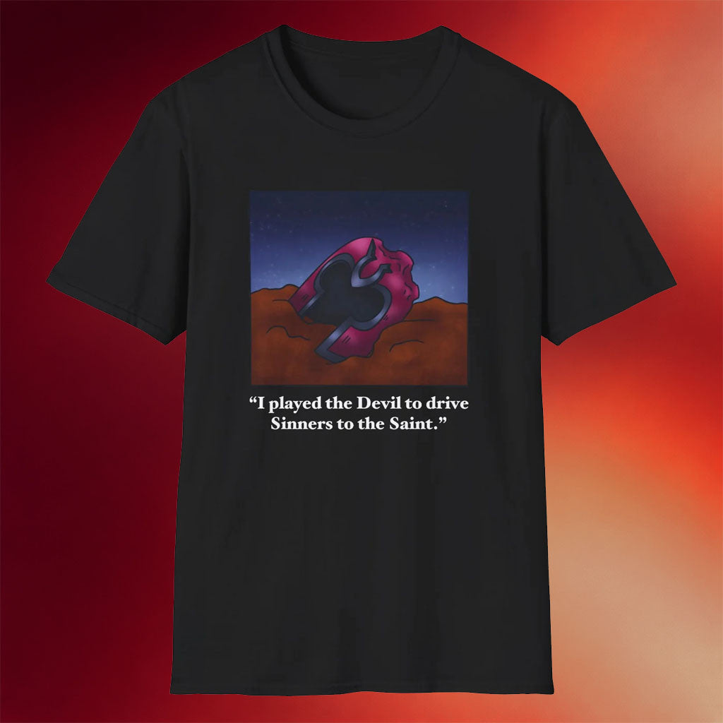 ScreenCrush Merch 2026 Sinners To The Saint T-Shirt Black Magneto's Helmet Shirt Brother Gifts - Merchluma