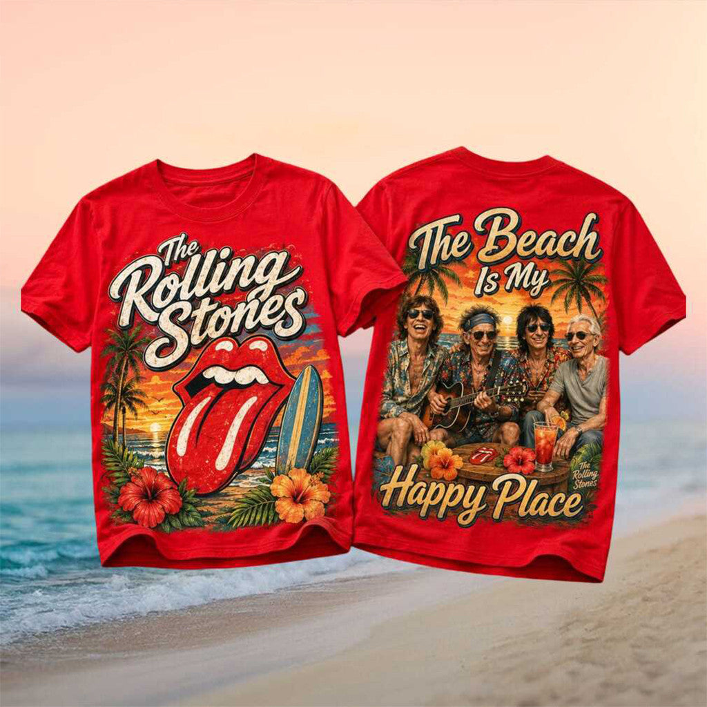The Rolling Stones Summer Tour 2026 Merch The Beach Is My Happy Place T-Shirt Fans Gifts - Merchluma