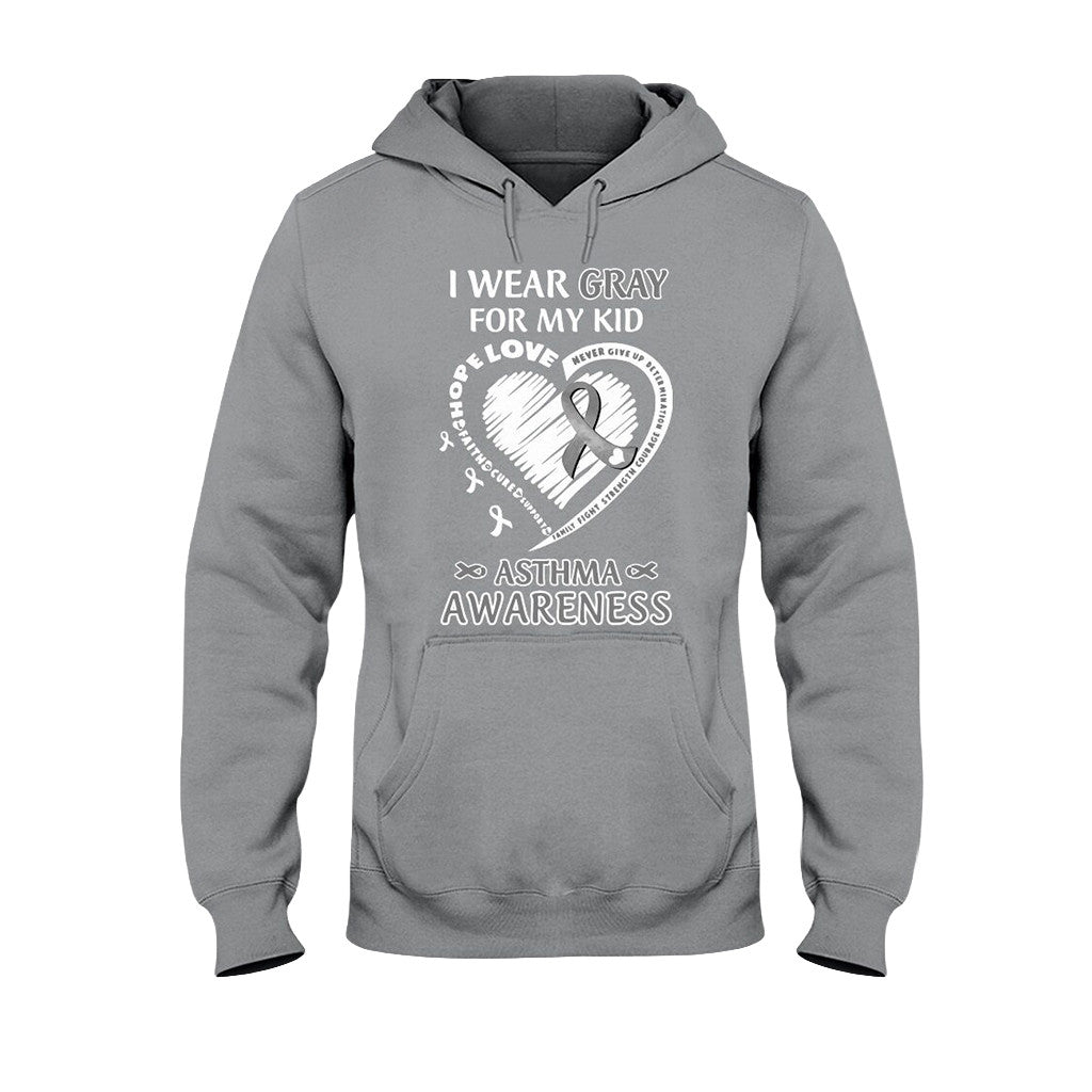 Asthma Awareness I Wear Gray For My Kid Hoodie Asthma Warrior Apparel Gift For Dad - Merchluma