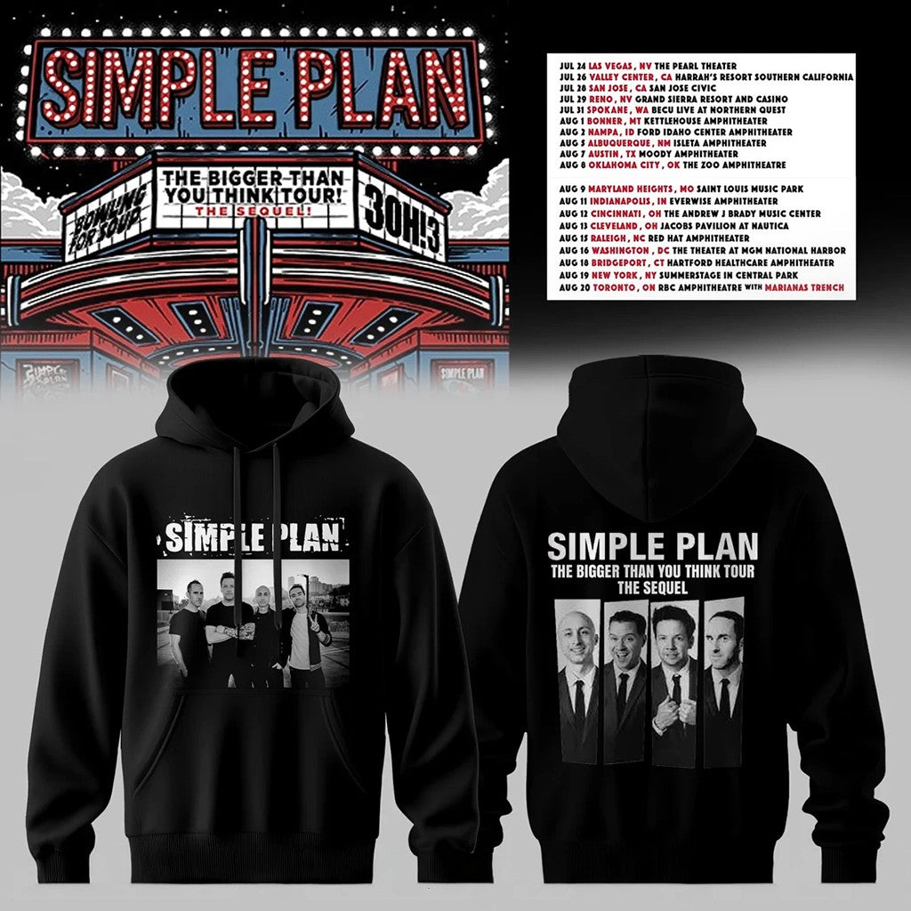 Simple Plan The Bigger Than You Think Tour The Sequel Hoodie Simple Plan Merch Rock Fan Gifts - Merchluma