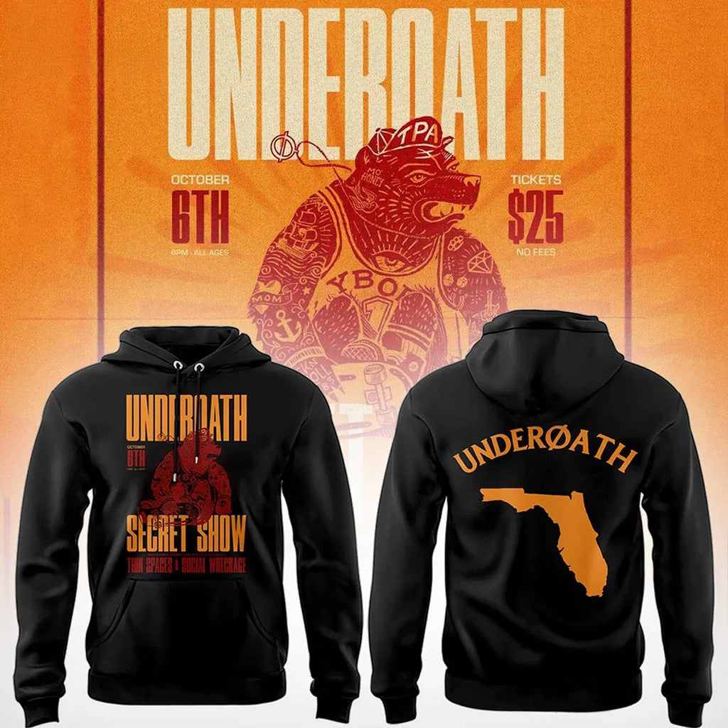 Underoath Merch 2026 Underoath Tour 2026 X Tampa Hoodie Black Underoath Concert Merch Fan Gifts - Merchluma