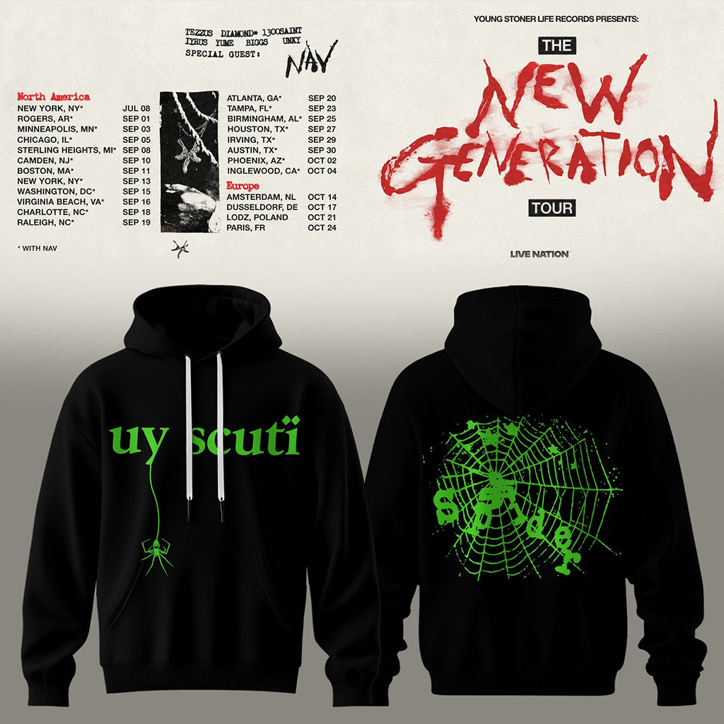 Young Thug Merch The New Generation World Tour 2026 Hoodie Young Thug UY Scuti Green Spider Hoodie - Merchluma