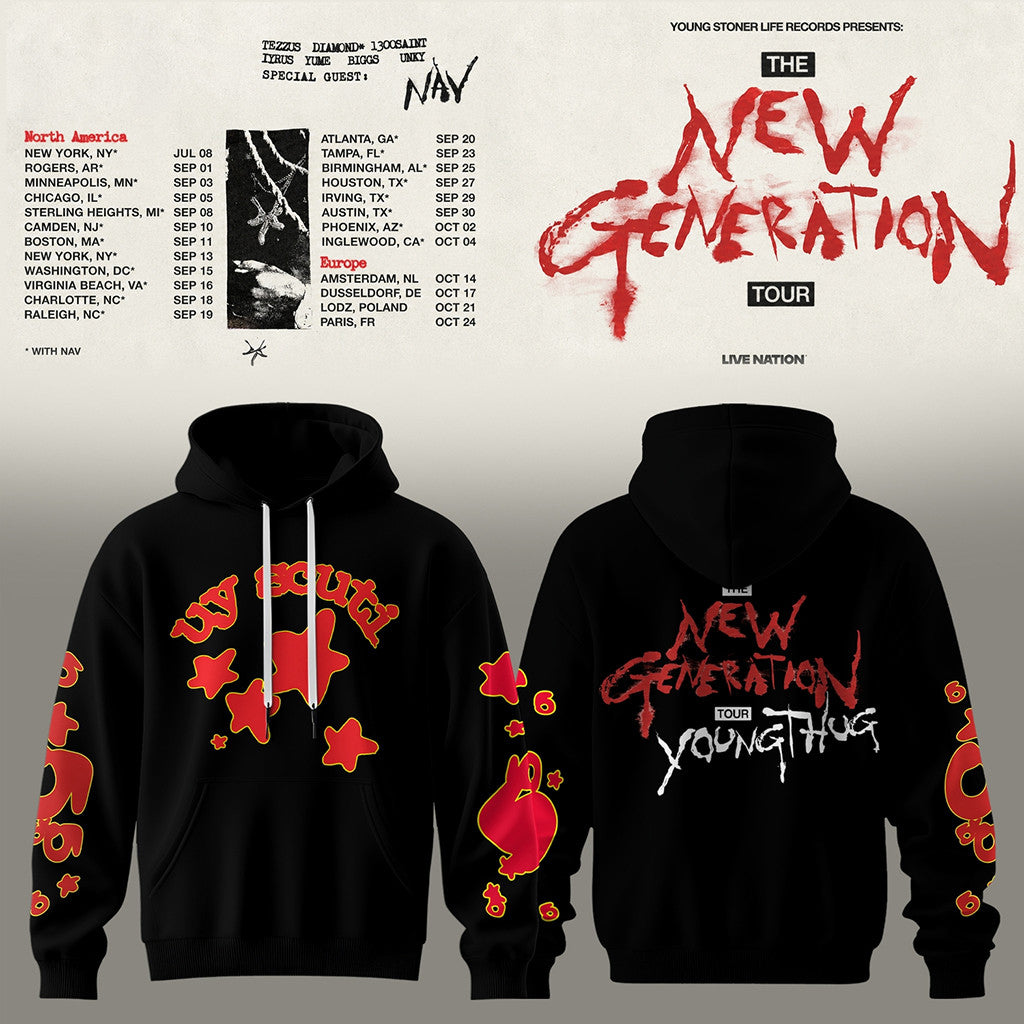 Young Thug Merch The New Generation World Tour 2026 Hoodie Young Thug UY Scuti Red Star Hoodie - Merchluma