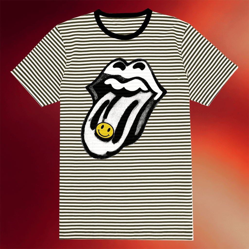 The Rolling Stones Merch 2026 Rolling Stones x Fatboy Slim Striped T-Shirt Rock Fan Gifts - Merchluma
