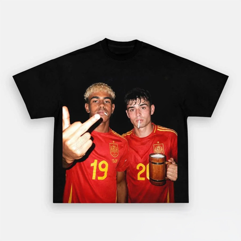 Spain Football Yamal X Pedri Middle Finger T-Shirt Spain World Cup 2026 Funny Meme Shirt Black - Merchluma