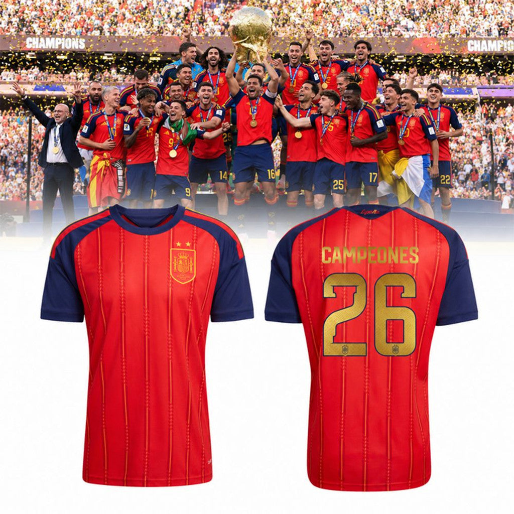 Spain 2026 Home Champions Soccer Jersey Spain 2-Star World Cup Winner Merch Gift For Brothers - Merchluma
