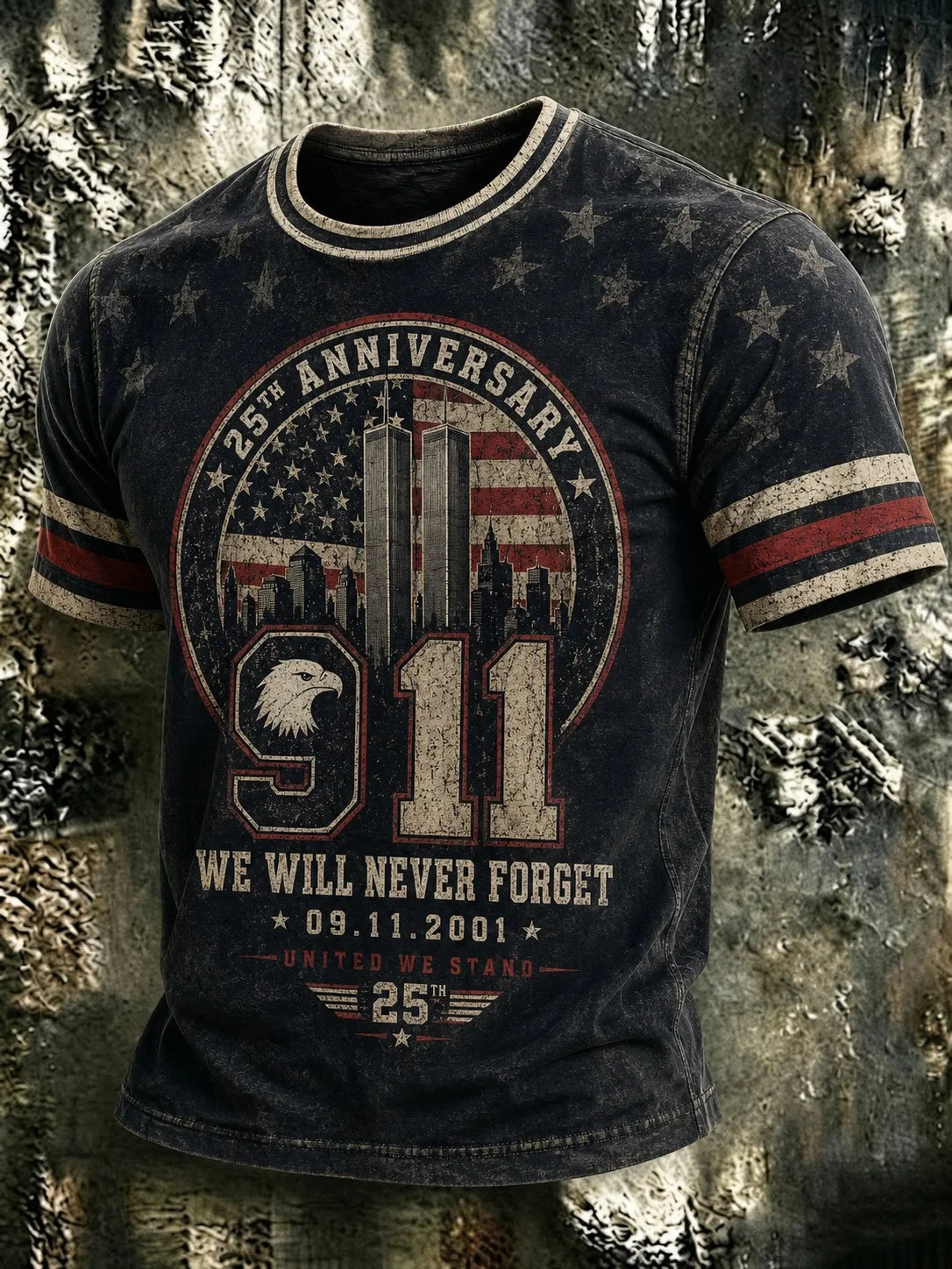 911 Never Forget Shirt 25 Years Of America T-Shirt Patriot Day Clothes Present Ideas - Merchluma