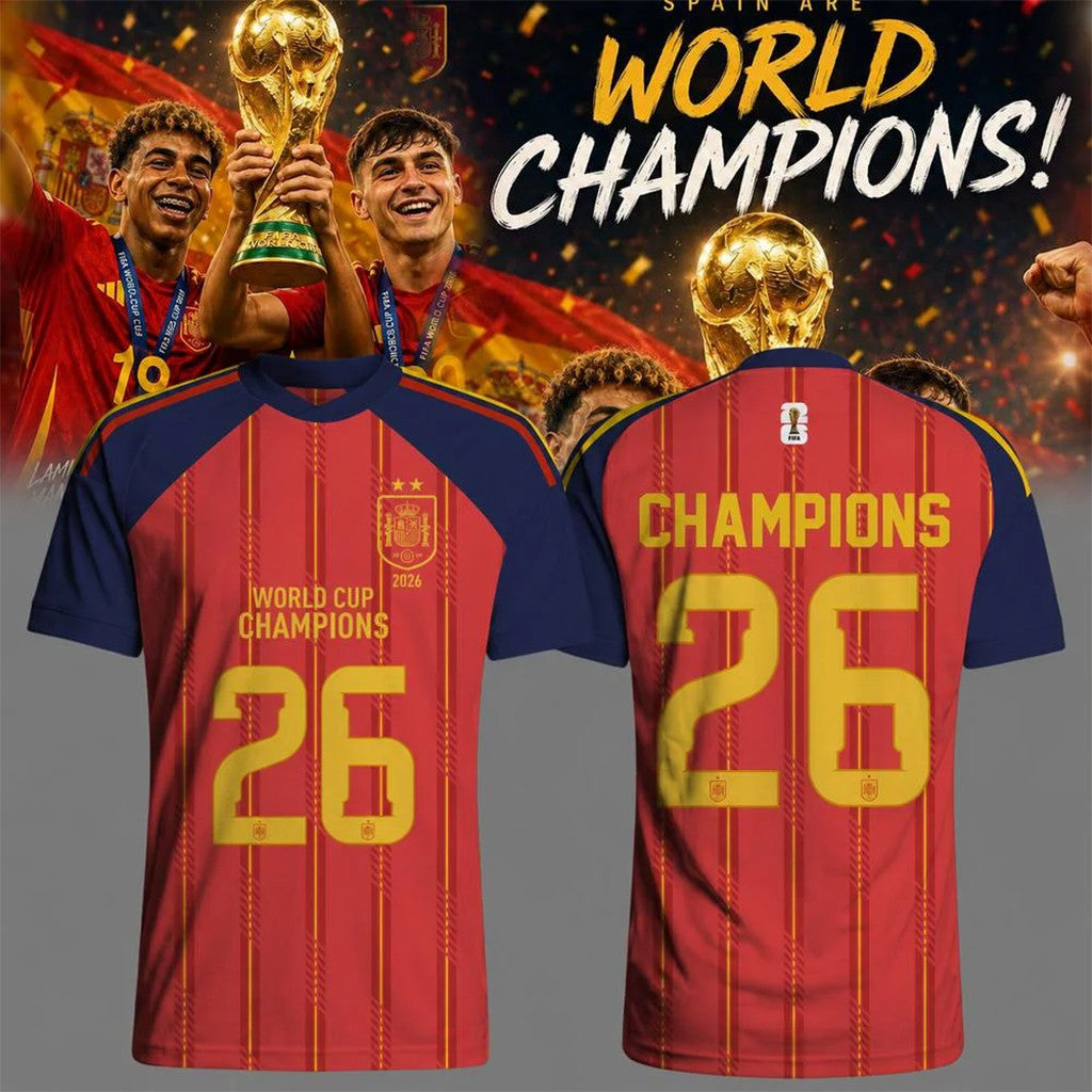Spain World Cup Champions 2026 Jersey Shirt Spain 2-Star FIFA WC Winner Merch Football Fan Gift - Merchluma