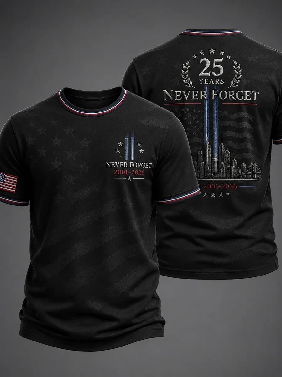 911 25 Years Never Forget T-Shirt 25th Anniversary Merch Patriot Day Gifts For Fireman - Merchluma
