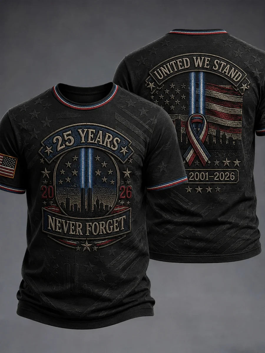 25th Anniversary 911 Never Forget T-Shirt 25 Years We Carry Their Courage Shirt Gifts For Him - Merchluma