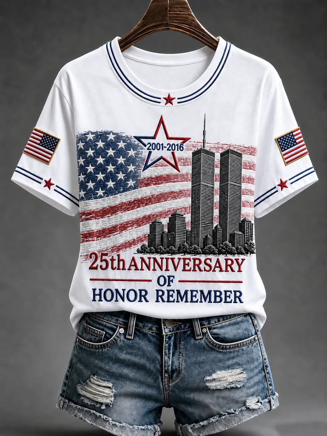 25th Anniversary 911 Never Forget T-Shirt 2001-2026 Merch Patriot Day Gift For Mom - Merchluma