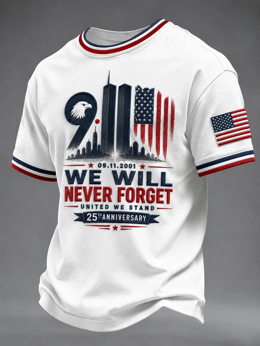 911 We Will Never Forget T-Shirt United States We Stand Merch 25 Years Anniversary Patriot Gift - Merchluma