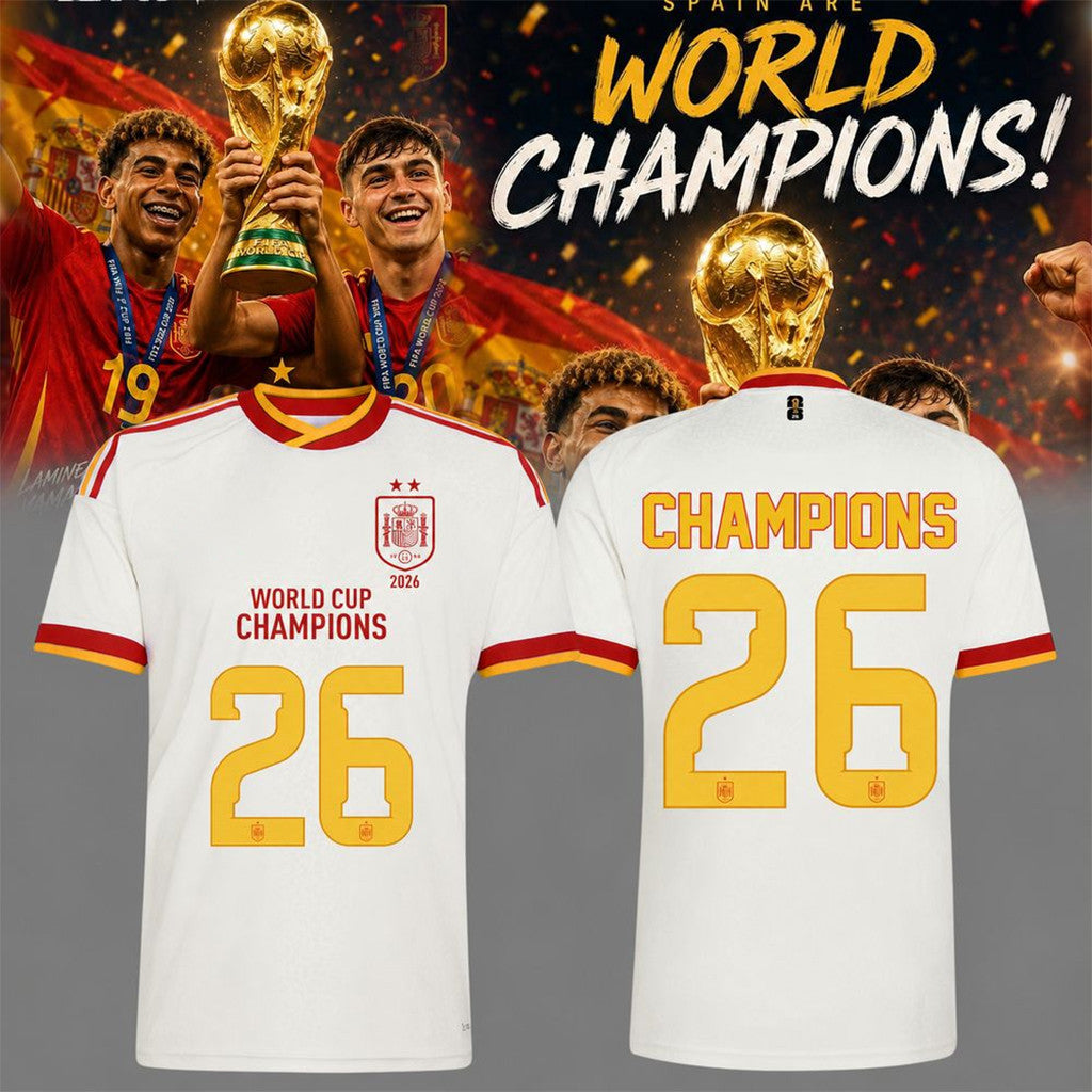 Spain 2026 World Cup Champions Away Jersey Spain Are World Champions Merch Football Fan Gear - Merchluma