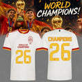 Spain World Cup Champions 2026 Jersey Shirt White Spain 2-Star FIFA WC Champions Merch Gifts - Merchluma