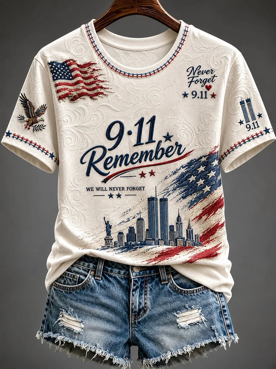 Never Forget 911 T-Shirt Twin Towers Patriot Day Merch America Patriotic Gift Idea - Merchluma