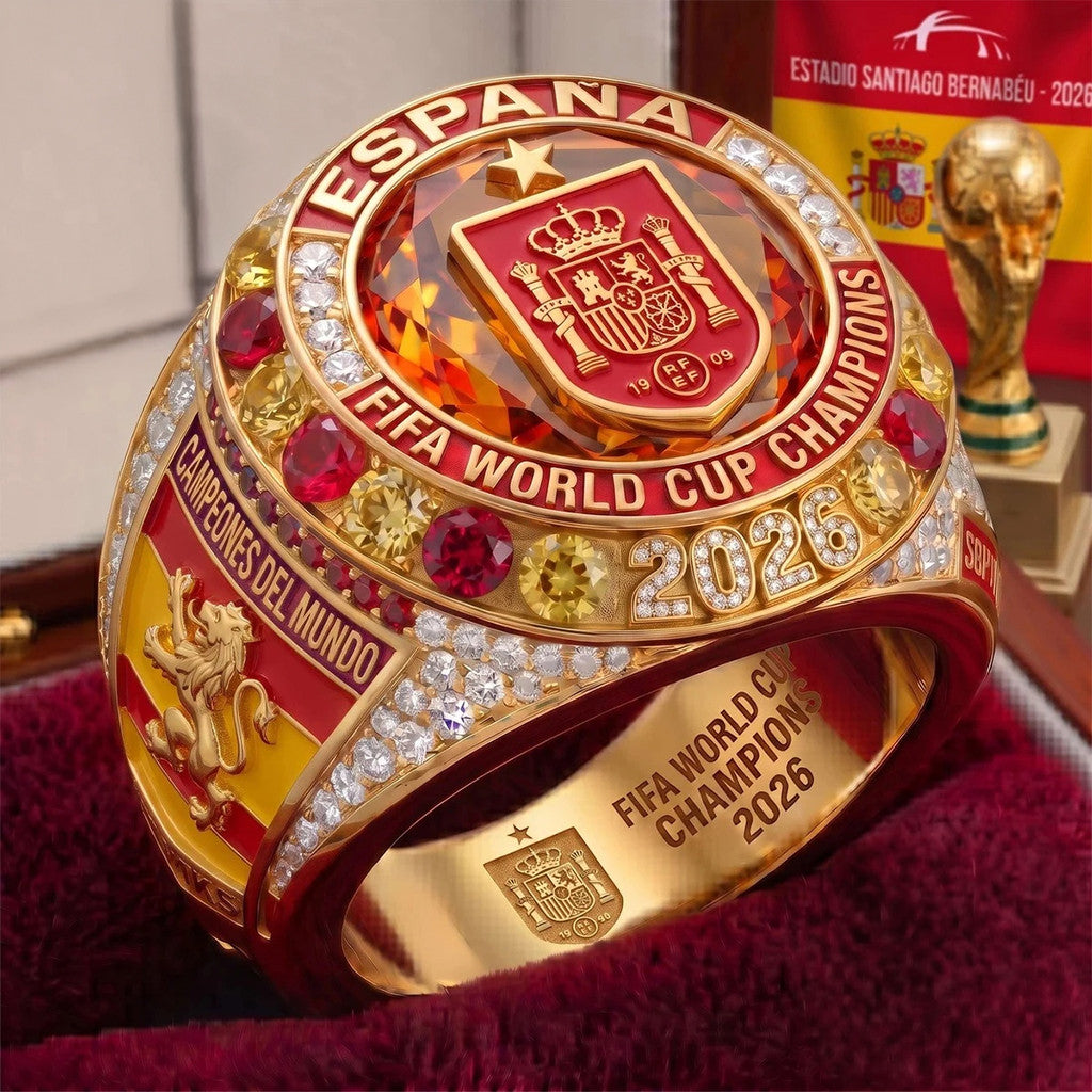 Spain FIFA World Cup Champions 2026 Merch Espana Championship Ring Gift For Football Fan - Merchluma