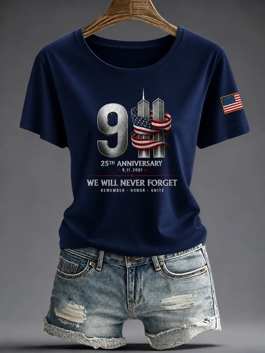 9-11 We Will Never Forget 25th Anniversary T-Shirt Patriot Day Gift For Mom - Merchluma