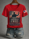 Keep America Free V-Neck Shirt Proud USA Patriot Apparel Gifts For Sister - Merchluma