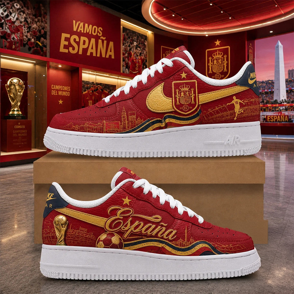 Spain FIFA World Cup Champions 2026 Merch Espana Champions Shoes National Pride Sneakers - Merchluma