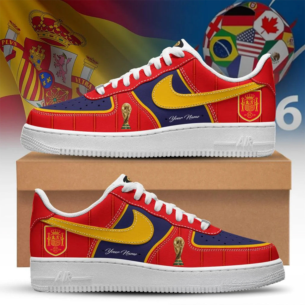 Personalized Spain National Team World Cup 2026 Shoes Sneakers Spain FIFA Champions Merch - Merchluma