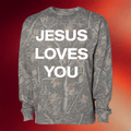HANG OVER GANG Merch Jesus Loves You Tree Camo Sweatshirt HANG OVER GANG Crewneck - Merchluma