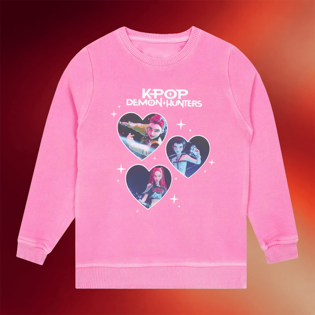Kpop Demon Hunters Merch 2026 KPop Demon Hunters Sweatshirt Hearts Crewneck Gifts For Daughter - Merchluma