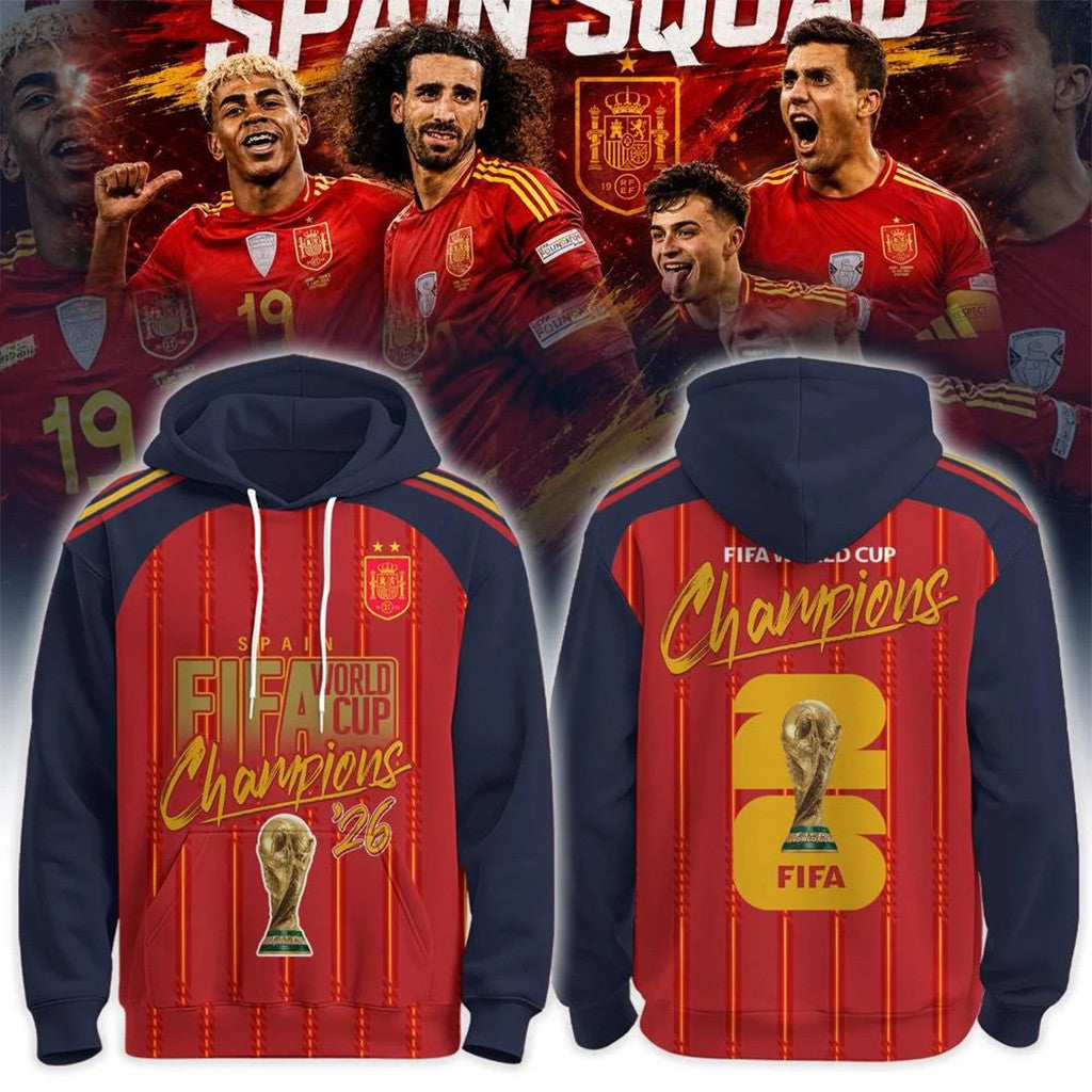 Spain FIFA World Cup 2026 Champions Hoodie Spain 2-Star World Champions Merch Best Fan Gifts - Merchluma
