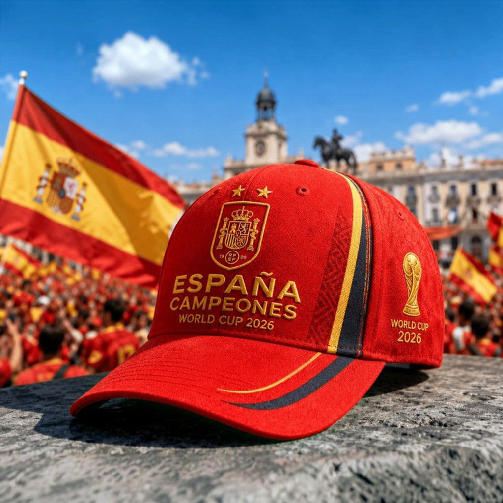 Spain FIFA World Cup 2026 Champions Merch Espana Campeones 2026 Hat Embroidered 2-Star Hat - Merchluma