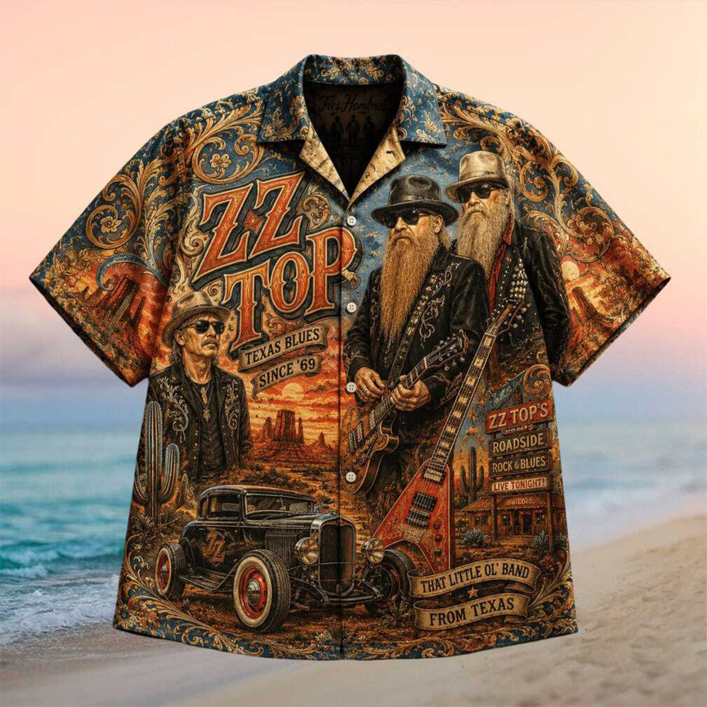 ZZ Top Texas Blues Since 69 Vintage Hawaiian Shirt ZZ Top Merch Gifts For Rock Fans - Merchluma