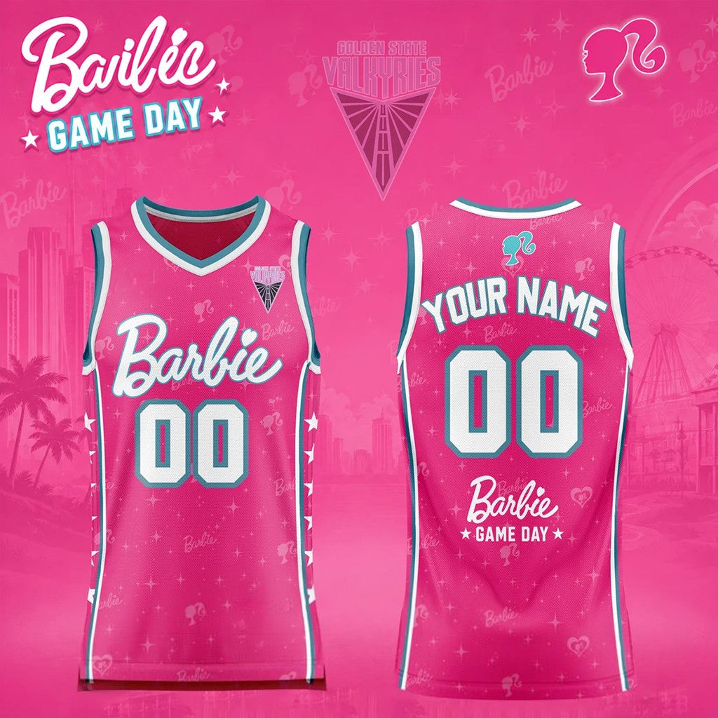 Custom Valkyries 2026 WNBA X Barbie Game Day Jersey Pink Golden State Valkyries Merch Fan Gear - Merchluma