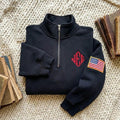 Jeffrey Epstein Merch JEE Epstein Quarter Zip Sweatshirt Gift Ideas For Friends - Merchluma
