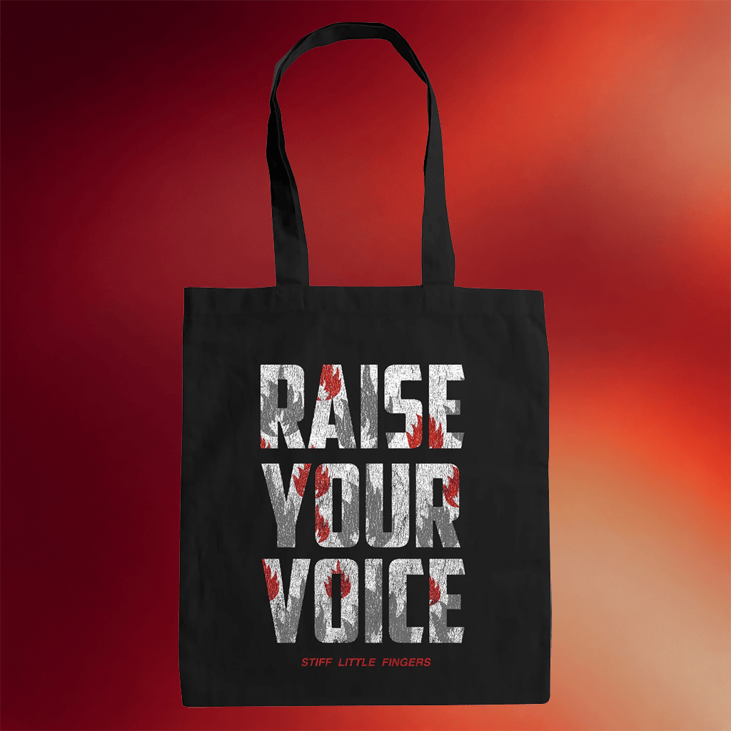 Stiff Little Fingers Merch 2026 Raise Your Voice Black Tote Bag Band Fan Gifts For Sisters - Merchluma